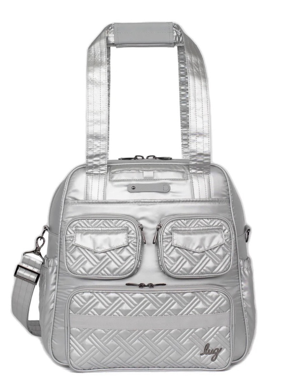 Lug Puddle Jumper LE Convertible Tote Bag NWT Metallic Silver